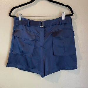 Theory Navy Vasilica Vintage Satin Shorts Size 10